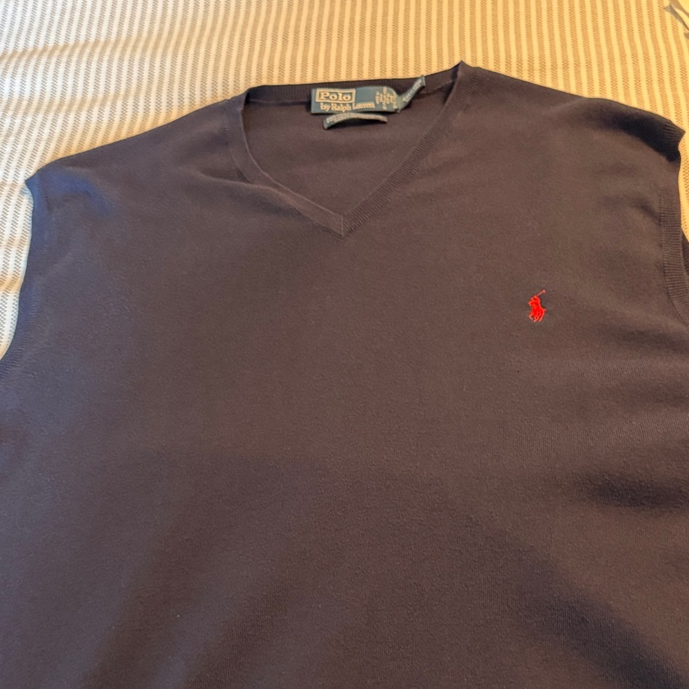 Like New Mens Polo Ralph Lauren Dark Blue Pima Cotton Sweater Vest 4XLT 4X Tall